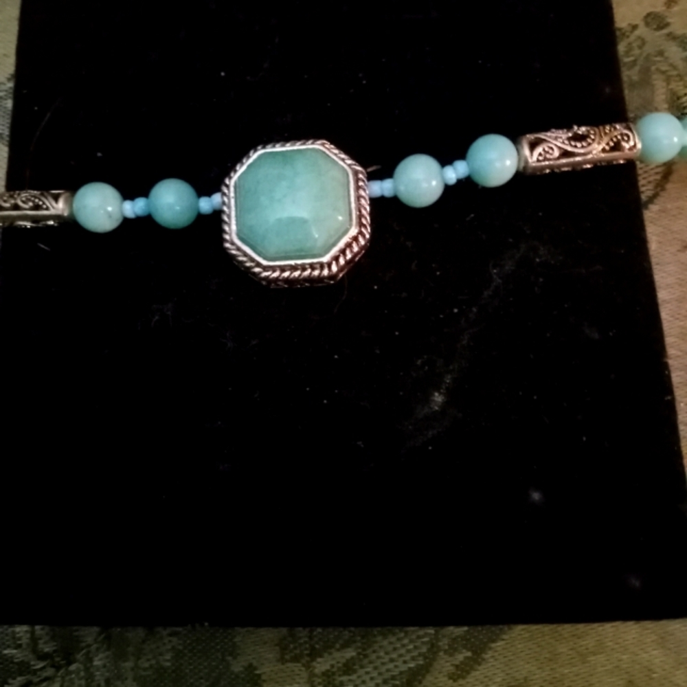Blue Agate Beaded Necklace